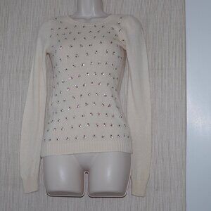 Saks fifth avenue cashmere Elegant Cream Sweater with Embellishments size XS